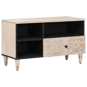 vidaXL TV-kaappi Valkoinen 80 x 33,5 x 46 cm Kiinte&auml; mango puu