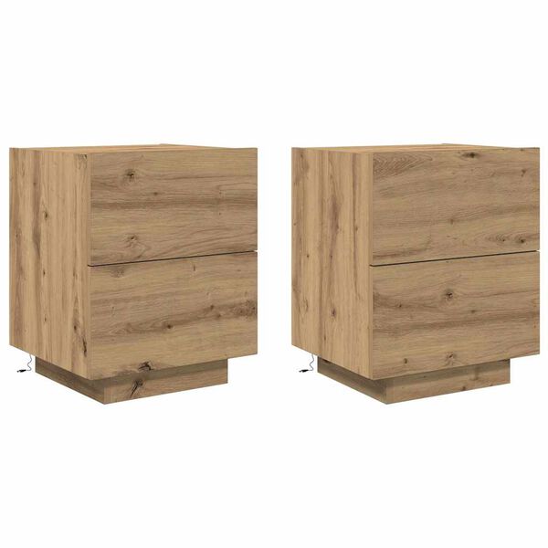 vidaXL Y&ouml;p&ouml;yt&auml;kaappi 2 pcs Artisan tammi 45 x 40 x 55 cm Tekninen puu