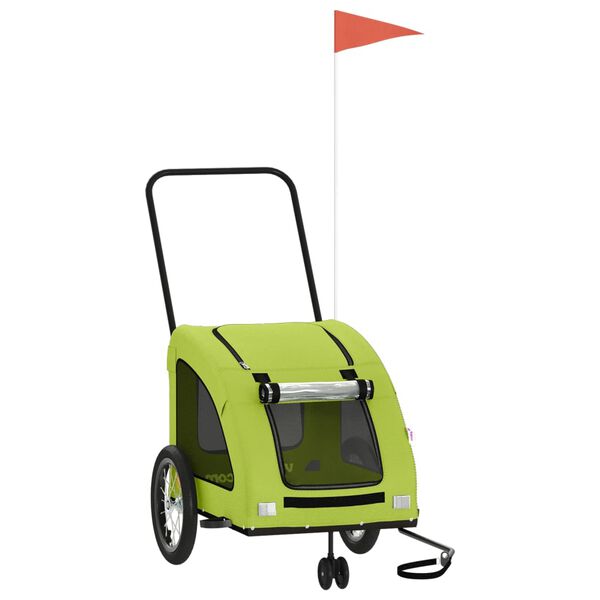 vidaXL Lemmikinkuljetuskärry pyörään vihreä kangas ja rauta