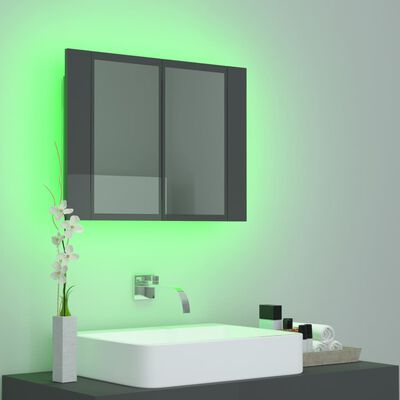 vidaXL Kylpyhuoneen LED peilikaappi korkeak. harm. 60x12x45 cm akryyli