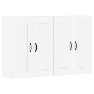 vidaXL Sein&auml;kiinnitett&auml;v&auml;t kaapit 2 kpl valkoinen tekninen puu