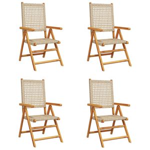 vidaXL Kokoontaitettavat lepotuolit 4 kpl beige polyrottingista ja massiivipuusta