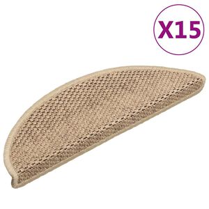 vidaXL Itsekiinnittyv&auml;t porrasmatot sisaltyyli 15 kpl 56x17x3cm hiekka