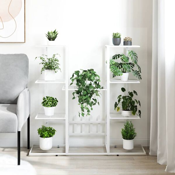 vidaXL Kukkateline 94,5x25x89 cm valkoinen rauta