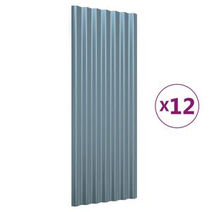 vidaXL Kattopaneeli 12 kpl galvanoitu ter&auml;s harmaa 100x36 cm