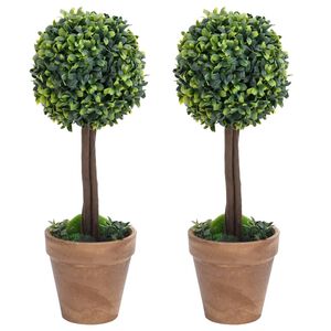 vidaXL Keinotekoinen puksipuukasvi ruukussa 2 kpl vihre&auml; pallo 33 cm