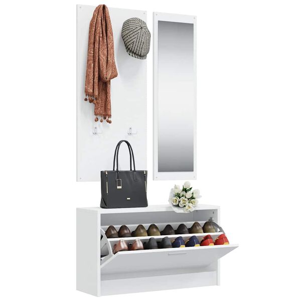 vidaXL 3-osainen kenk&auml;kaappisarja valkoinen tekninen puu