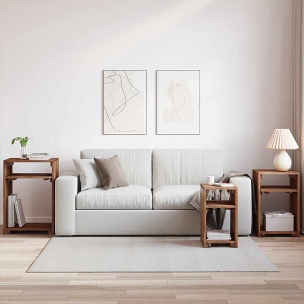 vidaXL Koristep&ouml;yt&auml; hyllyll&auml; 3 pcs Ruskea Kiinte&auml;&auml; mahonkipuuta