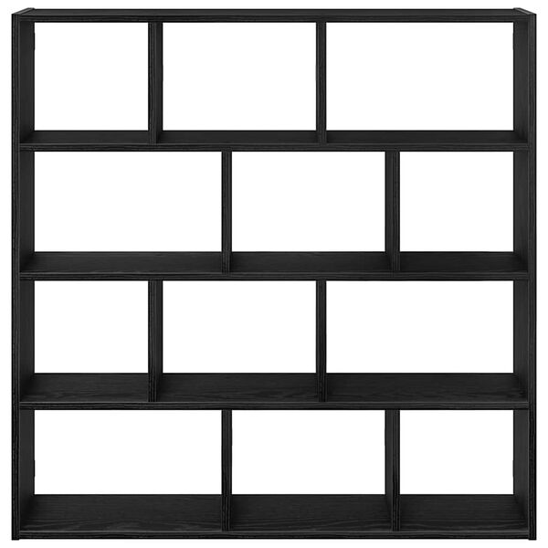 vidaXL Seinäkuutiohylly 12 lokeroa musta tekninen puu