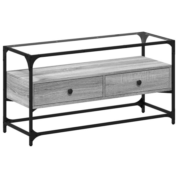vidaXL TV-taso lasinen pöytälevy harm. Sonoma 98x35x51 cm tekninen puu