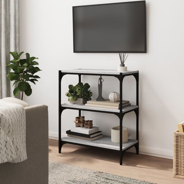 vidaXL Kirjahylly harmaa Sonoma 60x33x70,5 cm tekninen puu ja ter&auml;s