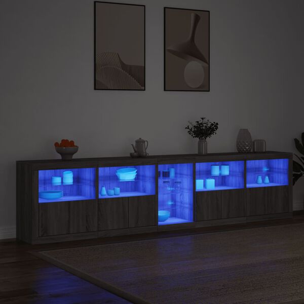vidaXL Senkki LED-valoilla harmaa Sonoma 283x37x67 cm