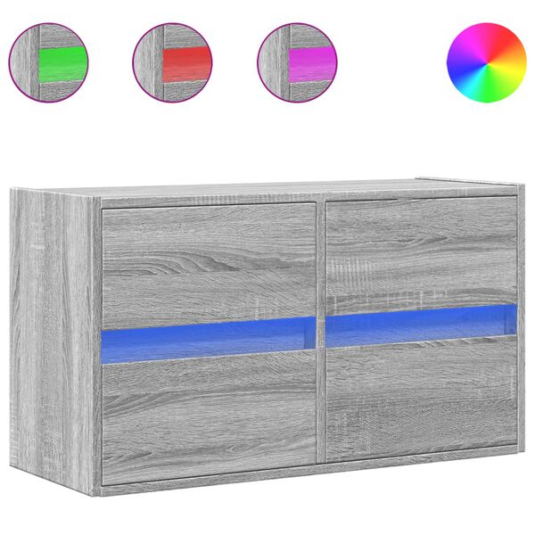 vidaXL TV-sein&auml;kaappi LED-valoilla harmaa Sonoma 80x31x45 cm