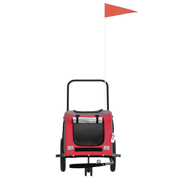 vidaXL Lemmikinkuljetuskärry polkupyörään pun./musta kangas ja rauta