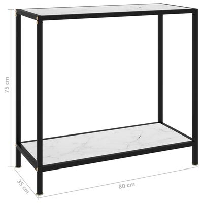 vidaXL Konsolipöytä valkoinen 80x35x75 cm karkaistu lasi