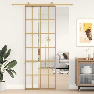 vidaXL Liukuovi kulta 76x205 cm kirkas ESG-lasi ja alumiini