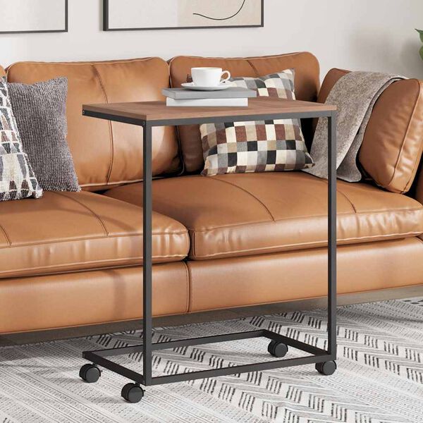 vidaXL Sivup&ouml;yt&auml; py&ouml;rill&auml; musta 55x35x70 cm tekninen puu