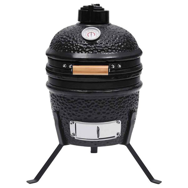 vidaXL Kamado 2-in-1 grilli/savustin keramiikka 56 cm musta