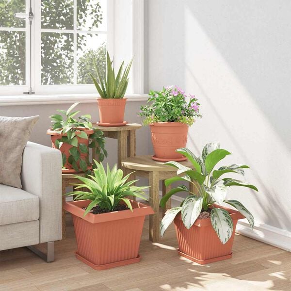 vidaXL Neli&ouml; Kukkaruukku 24 pcs Tiilenpunainen 43 x 43 x 33.5 cm Muovi