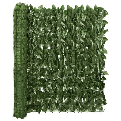 vidaXL Parvekkeen suoja tummanvihreillä lehdillä 600x100 cm