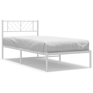 vidaXL Metallis&auml;ngynrunko ilman patjaa p&auml;&auml;tylevy valkoinen 75x190 cm