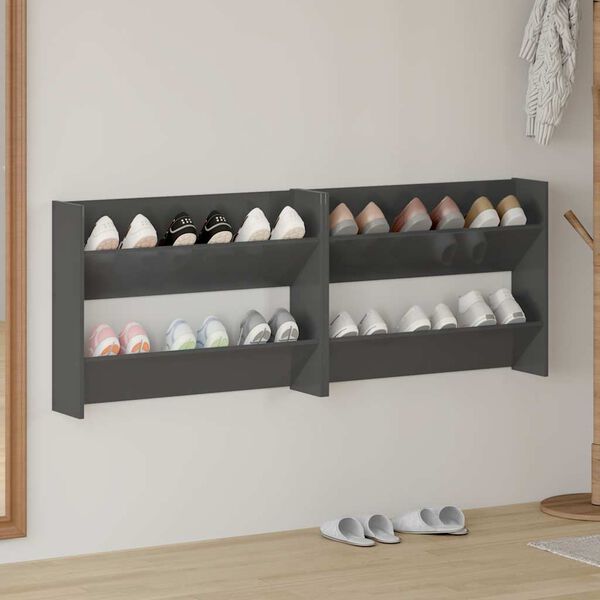 vidaXL Sein&auml;kenk&auml;kaapit 2 kpl kk. harmaa 80x18x60 cm tekninen puu