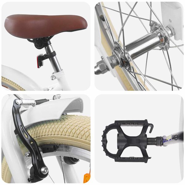 vidaXL Lastenpy&ouml;r&auml; 18 Tuumaa 5-7-vuotiaille Valkoinen