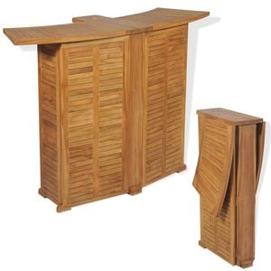 vidaXL Kokoontaitettava baarip&ouml;yt&auml; 155x53x105 cm tiikki