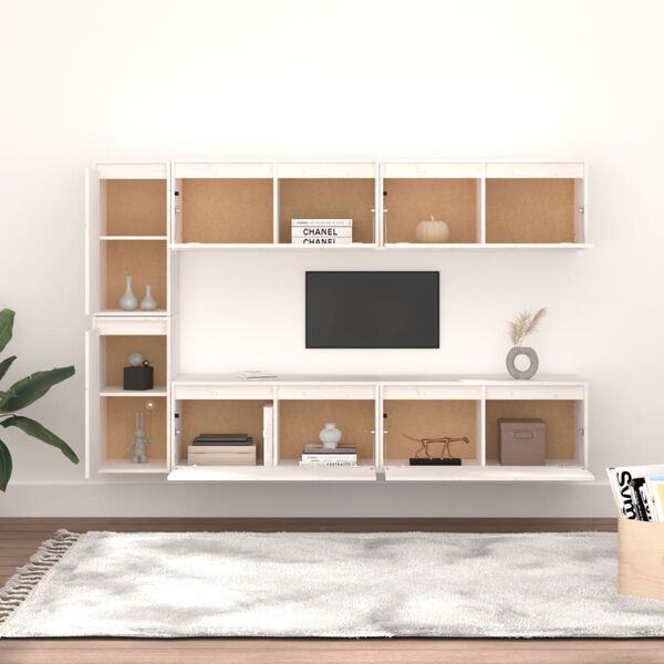 vidaXL TV-tasot 6 kpl valkoinen täysi mänty