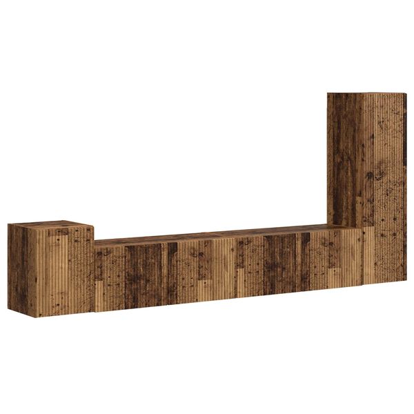 vidaXL TV-tasosetti Sein&auml;kiinnitett&auml;v&auml; 3 pcs Vanha puu Tekninen puu