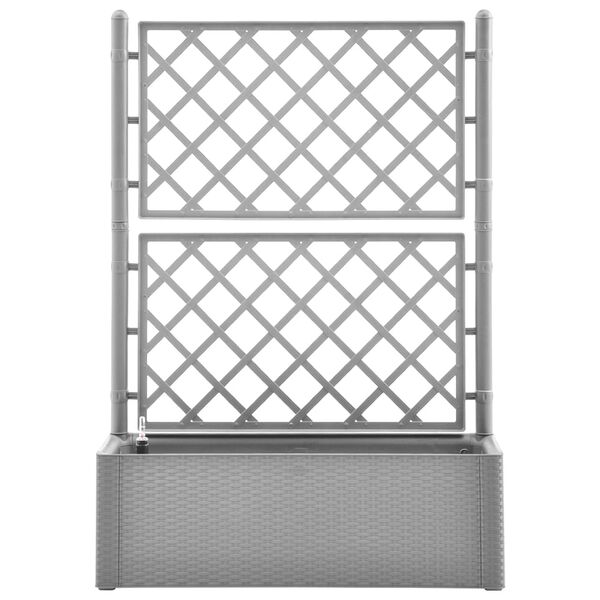 vidaXL Itsekasteleva korotettu kukkalaatikko säleiköllä harmaa