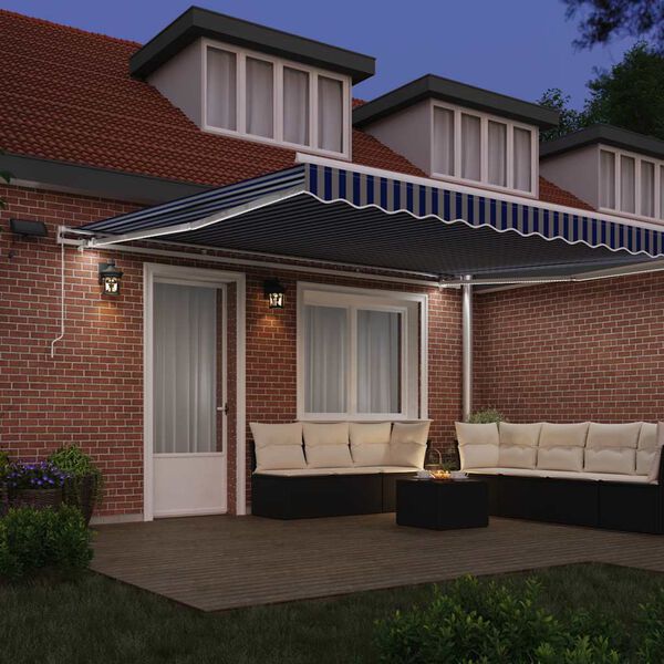 vidaXL Vetoutuva markiisi Sininen ja valkoinen 450 × 300 cm