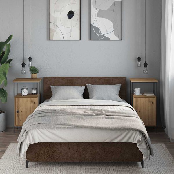 vidaXL Y&ouml;p&ouml;yt&auml;kaapit 2 kpl k&auml;sity&ouml;l&auml;inen tammi tekninen puu