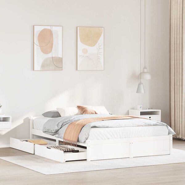 vidaXL S&auml;ngynrunko ilman patjaa valkoinen 135x190 cm t&auml;ysi m&auml;nty