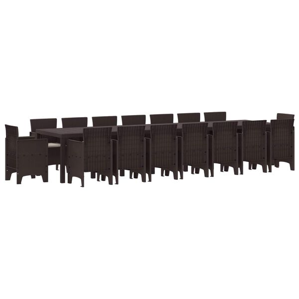 vidaXL Puutarhap&ouml;yt&auml;setti tyynyill&auml; tyynyll&auml; 17 pcs Ruskea PP