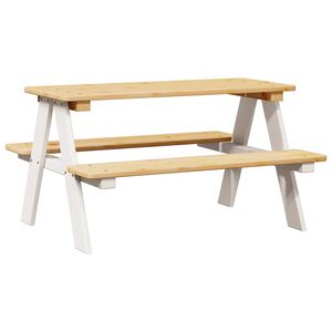 vidaXL Lasten p&ouml;yt&auml; penkeill&auml; IRUN valkoinen 90x79,5x50 cm massiivipuu