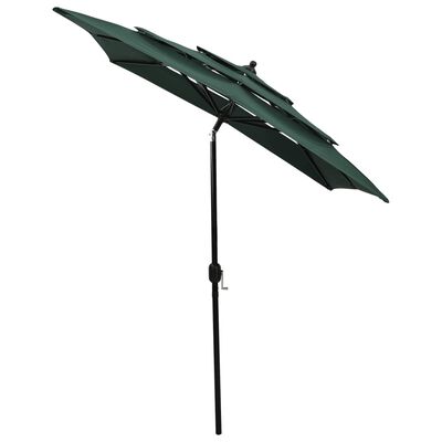vidaXL 3-tasoinen aurinkovarjo alumiinitanko vihreä 2x2 m