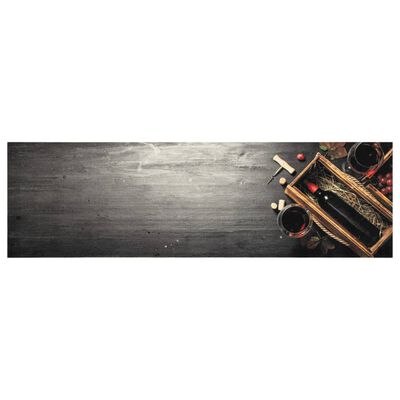 vidaXL Keittiön pestävä lattiamatto viinipullo 45x150 cm sametti