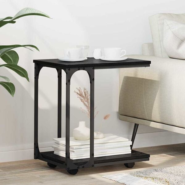 vidaXL Sivup&ouml;yt&auml; hyllyll&auml; Musta tammi. 50 x 35 x 55.5 cm Tekninen puu