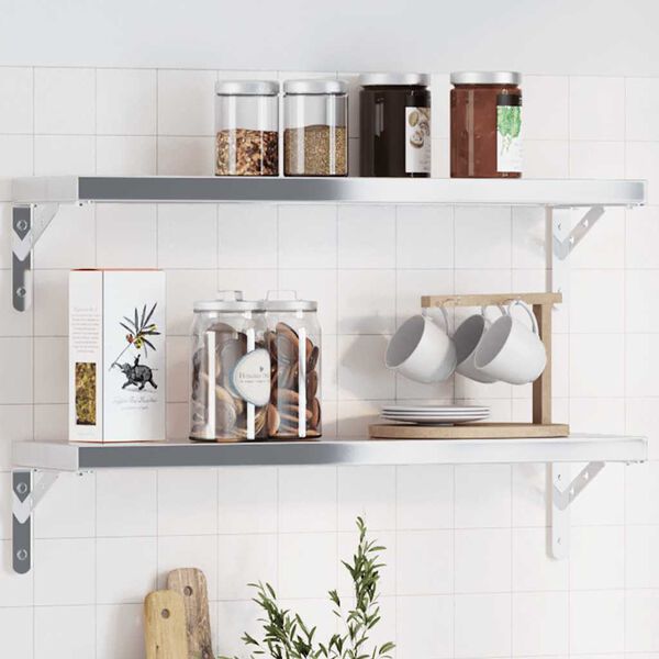 vidaXL Seinätelineet kpl 20x2,5x14 cm hopea ruostumaton teräs