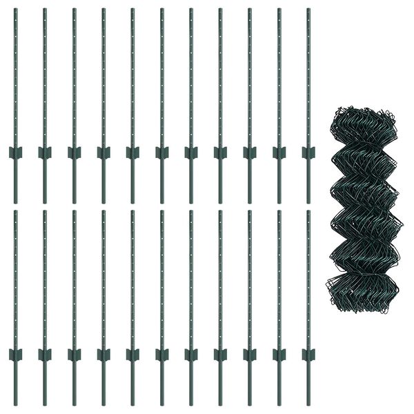 vidaXL Aita ja tolppa Vihre&auml; 0,8 x 25 m Ter&auml;s
