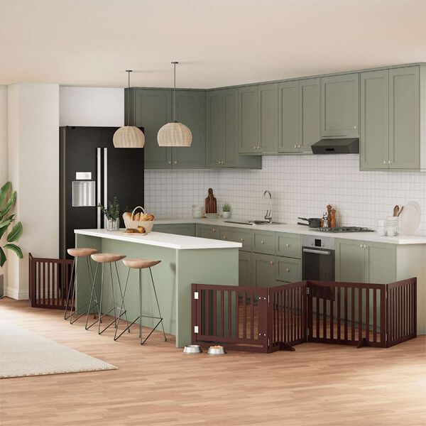 vidaXL Koiraportti kokoontaittuva 8 paneelia ruskea 640 cm poppelipuu