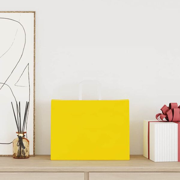 vidaXL Paperikassit 250 kpl kahvoilla keltainen 32x17x25 cm