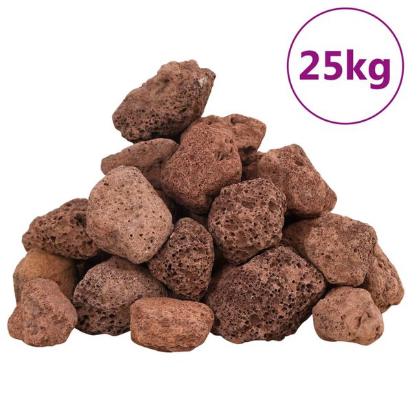 vidaXL Vulkaaniset kivet 25 kg punainen 3-5 cm