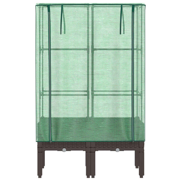 vidaXL Kukkalaatikko kasvihuonepeitteell&auml; rottinkityyli 80x40x140 cm