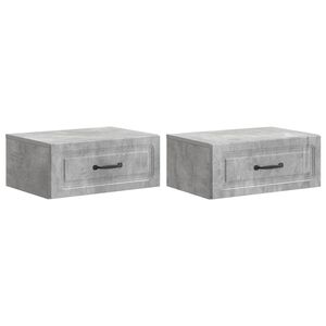 vidaXL Sein&auml;lle Kiinnitett&auml;v&auml; Y&ouml;p&ouml;yt&auml; 2 pcs Betoninharmaa Tekninen puu