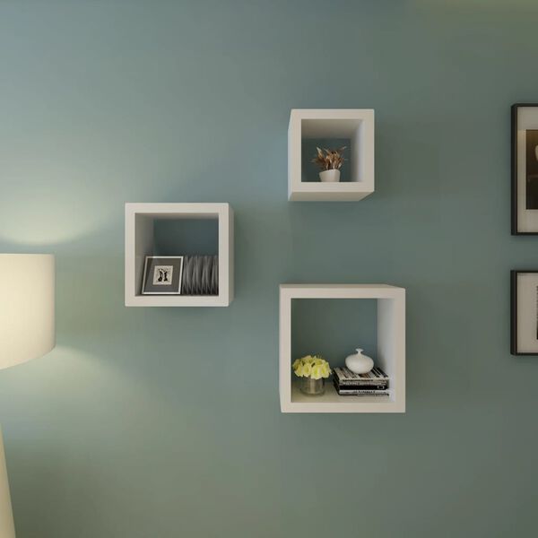 vidaXL Kuutiohyllysarja 3 kpl valkoinen