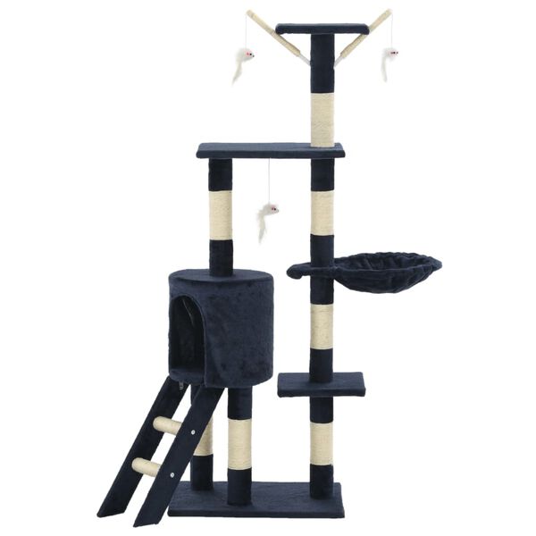 vidaXL Kissan raapimispuu sisal-pylv&auml;ill&auml; 138 cm tummansininen