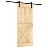 vidaXL Liukuovi Luonnollinen ja musta 85 x 210 cm Massiivinen m&auml;nty