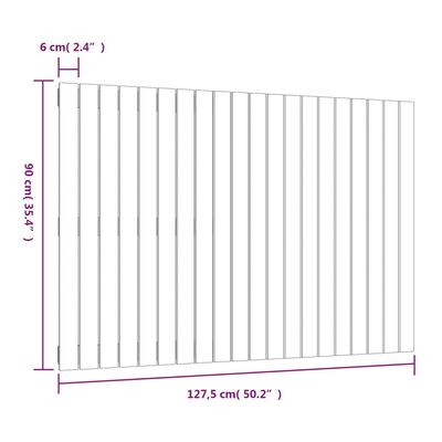 vidaXL Sängynpääty seinälle harmaa 127,5x3x90 cm täysi mänty